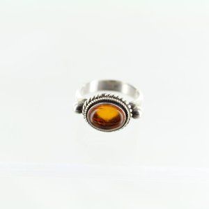925 Sterling Silver Amber Ring